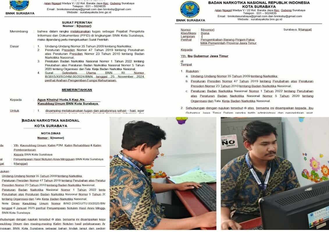 BNN Kota Surabaya Laksanakan Kegiatan Penyusunan Konsep Surat dan Nota Dinas