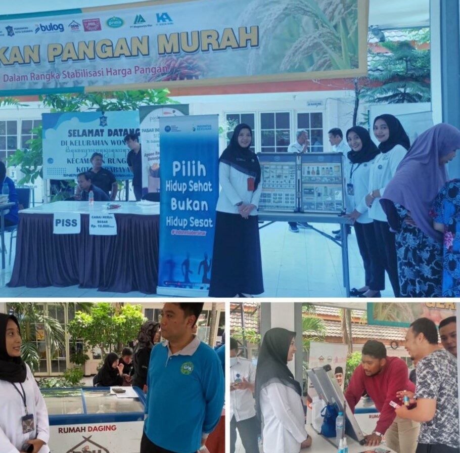 BNN Kota Surabaya Laksanakan Kegiatan Komunikasi Informasi dan Edukasi P4GN di Gerakan Pangan Murah Kelurahan Wonorejo
